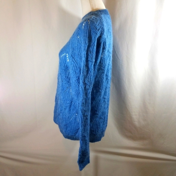 Elsamanda Pointelle Made in Italy Blue Sweater L - Picture 3 of 15
